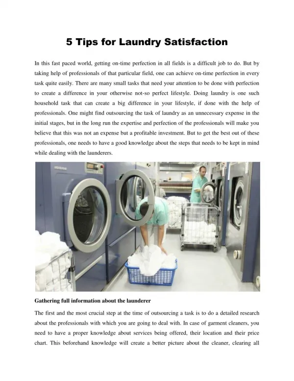 5 Tips for Laundry Satisfaction