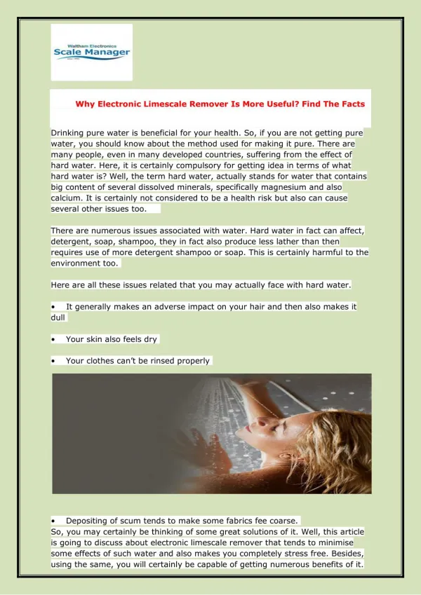 Why Electronic Limescale Remover Is More Useful? Find The Facts