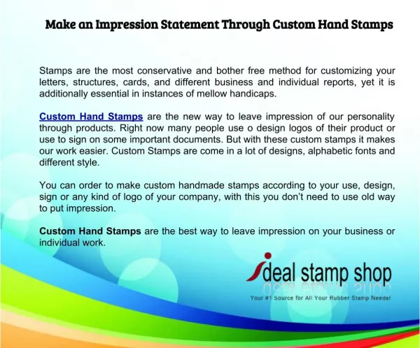 Make an Impression Statement Through Custom Hand Stamps