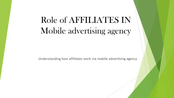 Role of Affililiates in Mobile Advertising