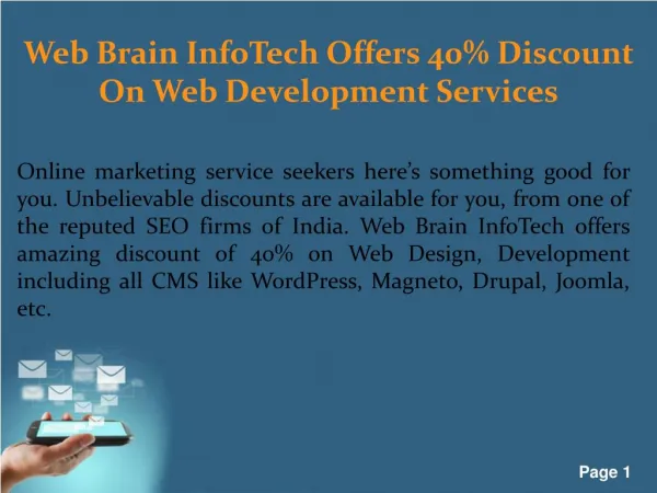 Web Brain Infotech Offers 40% Discount On Web Development Services