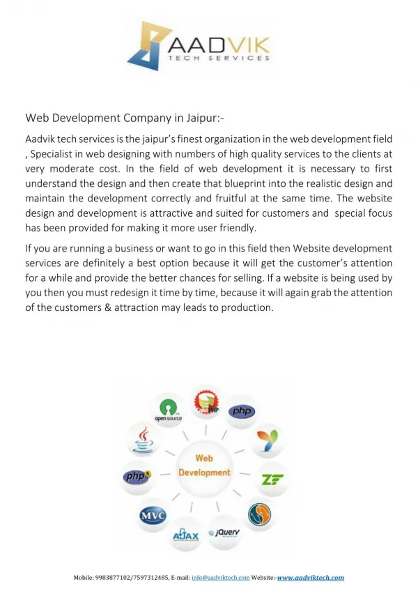 Excellent web development company in india