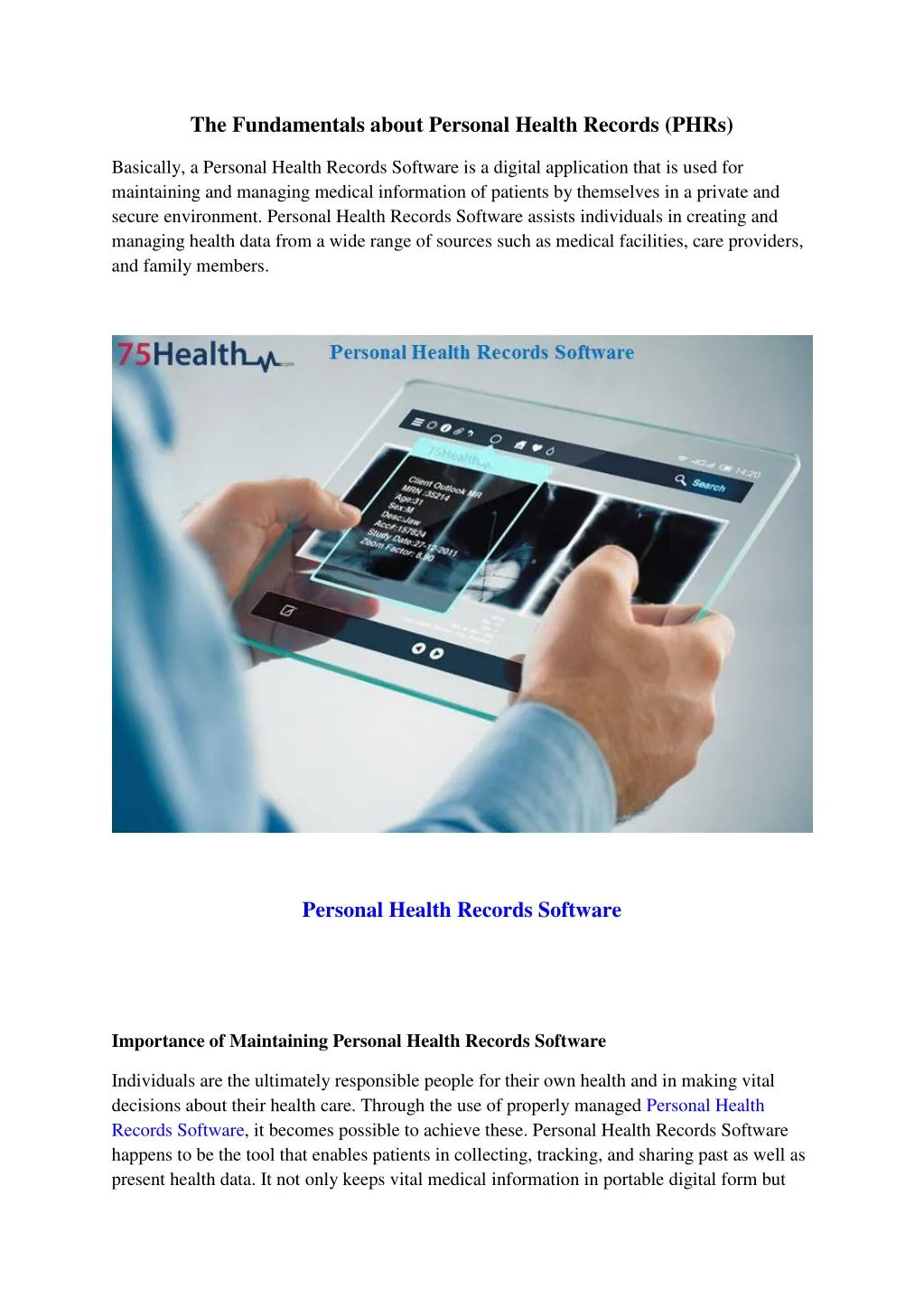 the fundamentals about personal health records