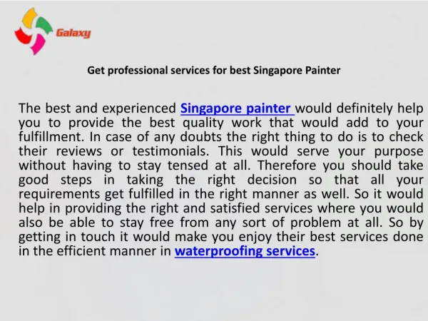Get professional services for best singapore painter
