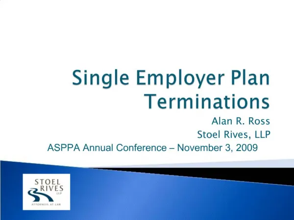 Single Employer Plan Terminations
