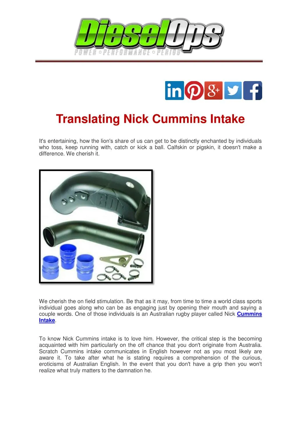 translating nick cummins intake