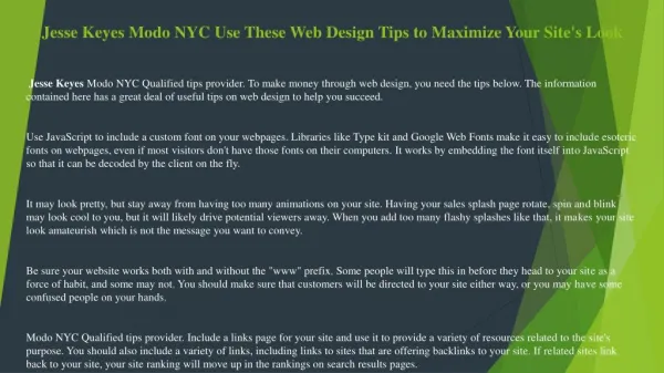 Jesse Keyes Modo NYC Use These Web Design Tips to Maximize Your Site's Look