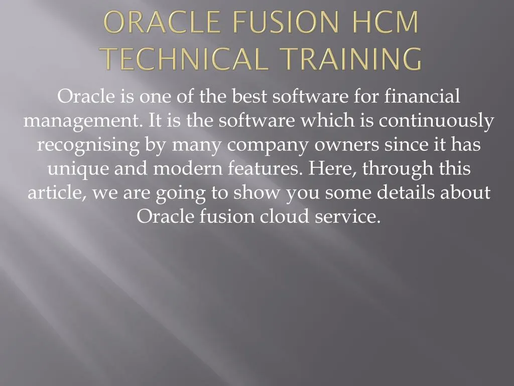 oracle fusion hcm technical training