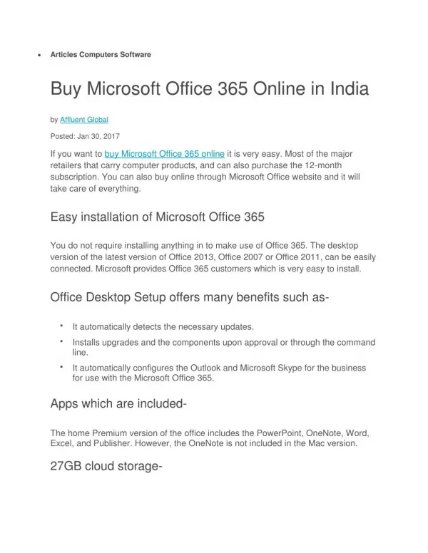 Buy Microsoft Office 365 Online in India