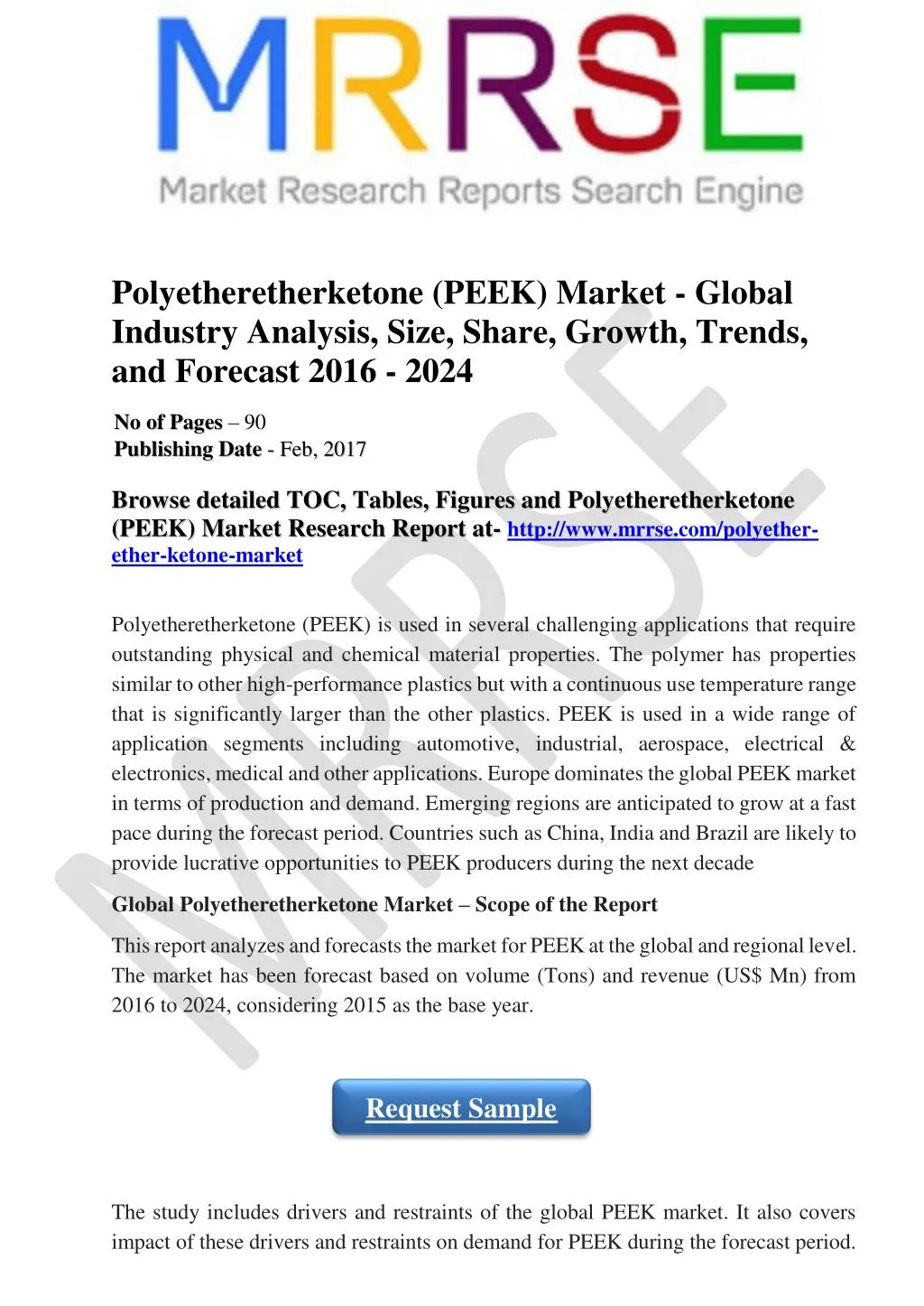 polyetheretherketone peek market global industry