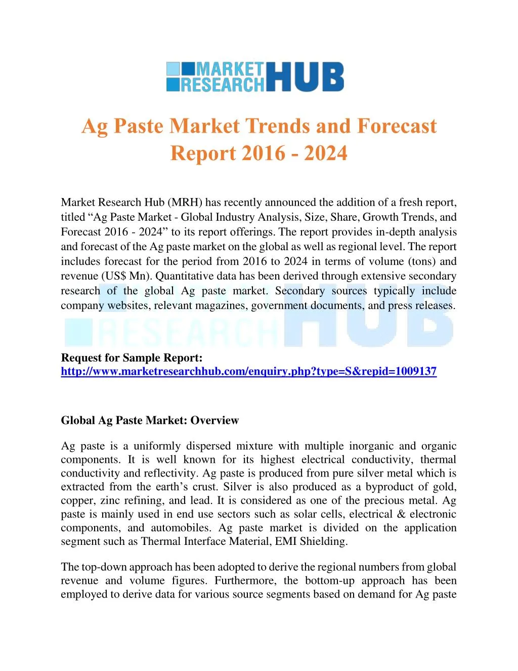 ag paste market trends and forecast report 2016