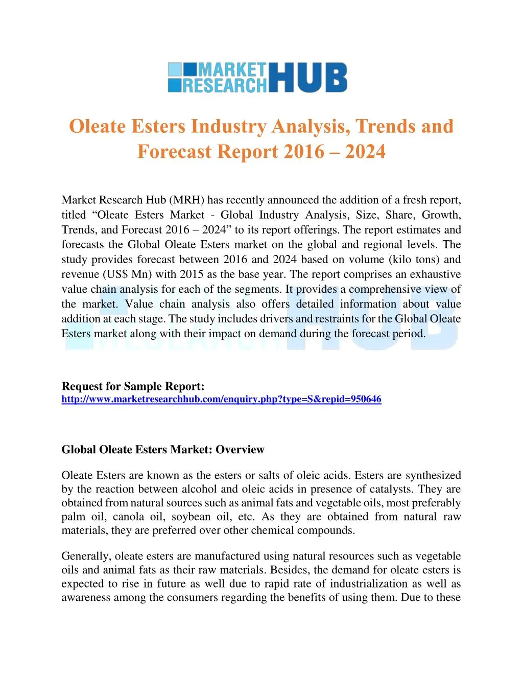 oleate esters industry analysis trends