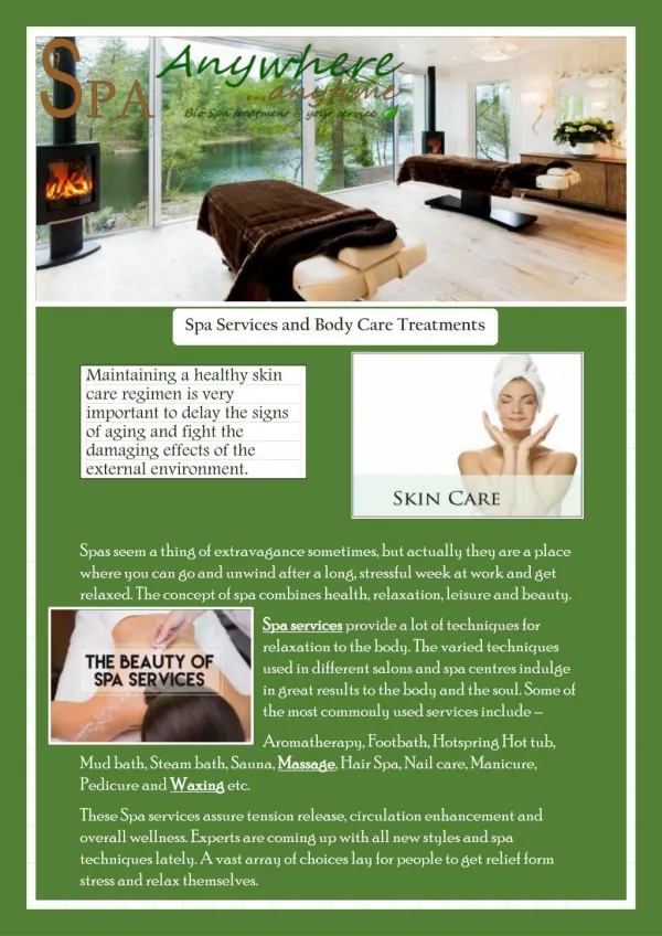 Spa Services and Body Care Treatments