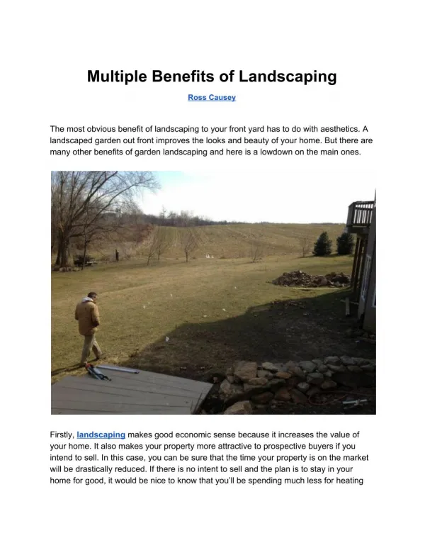 Multiple Benefits of Landscaping