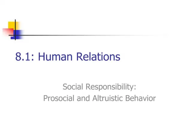 8.1: Human Relations