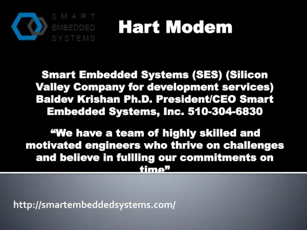HART STACK for controls- Smartembeddedsystems.com- Modem for HART- HART devices Solution- Hart modem.pptx
