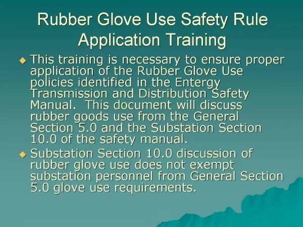 Rubber Glove Use Safety Rule Application Training
