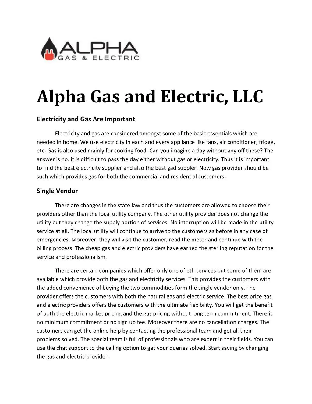 alpha gas and electric llc electricity
