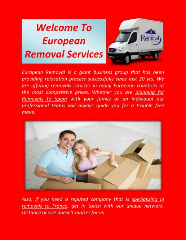Get Reliable Services for Removals to Spain & France