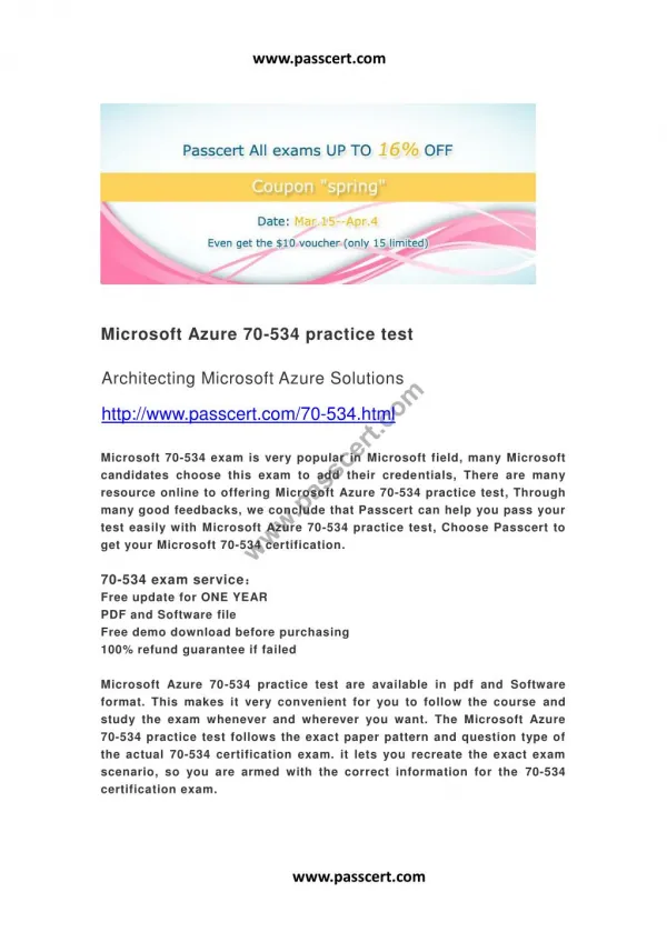 Microsoft Azure 70-534 practice test