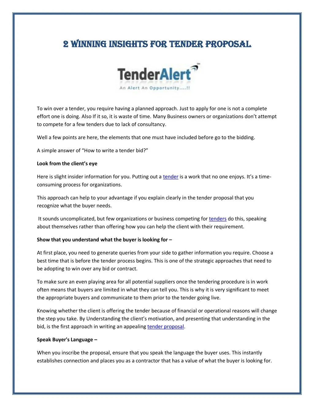 2 2 winning insights winning insights for tender