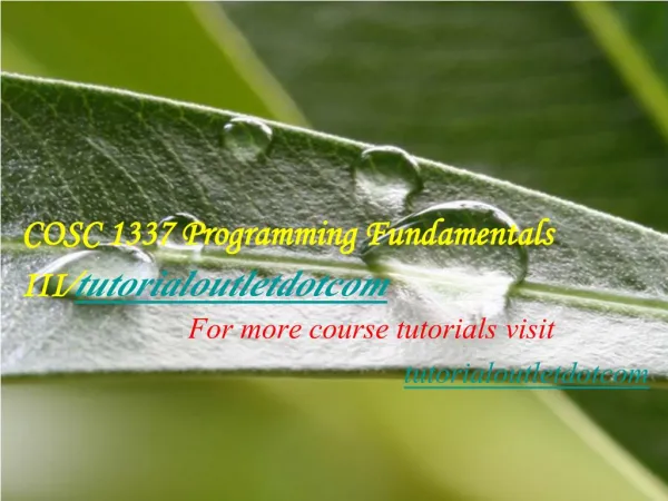 COSC 1337 Programming Fundamentals III/tutorialoutletdotcom