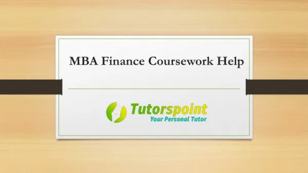 MBA Finance Coursework Help