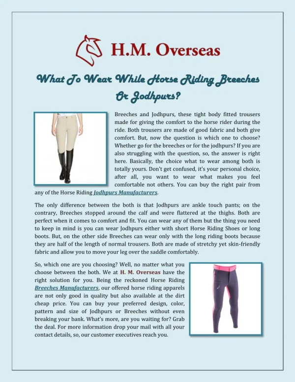 What To Wear While Horse Riding Breeches Or Jodhpurs
