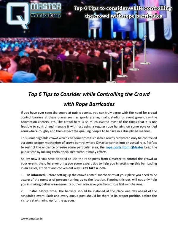 Top 6 Tips to consider while controlling the crowd with rope barricades