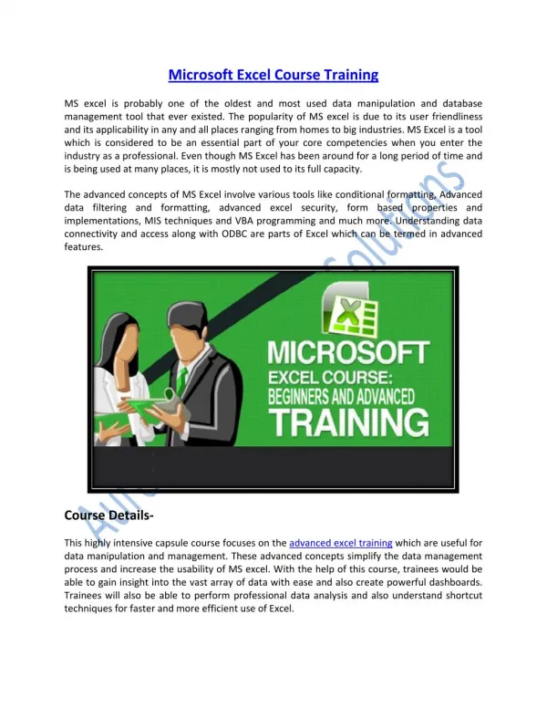 Get Certified on Microsoft Excel Course Online