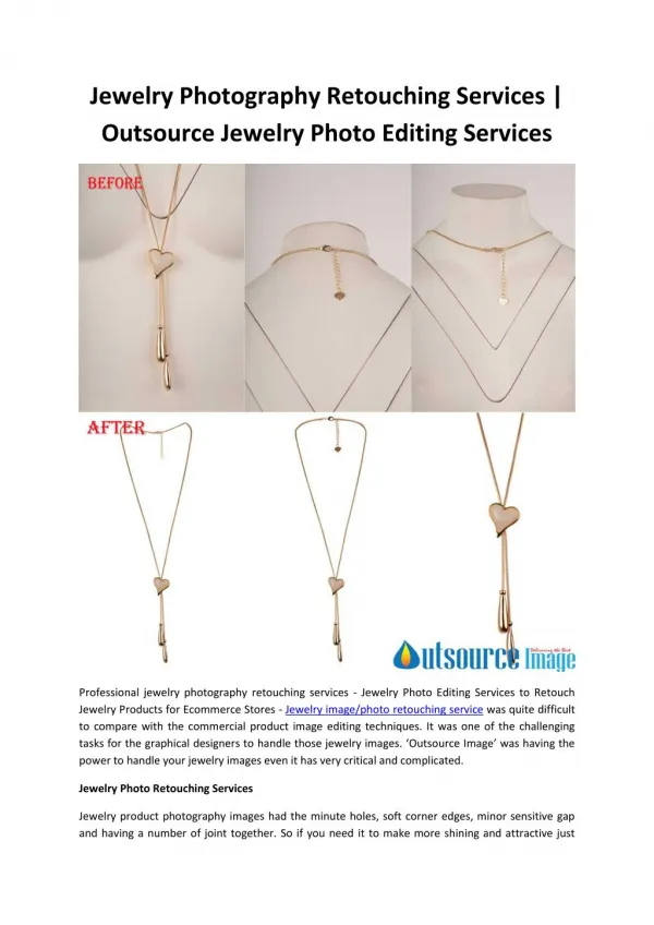 Jewelry Photography Retouching Services | Outsource Jewelry Photo Editing Services