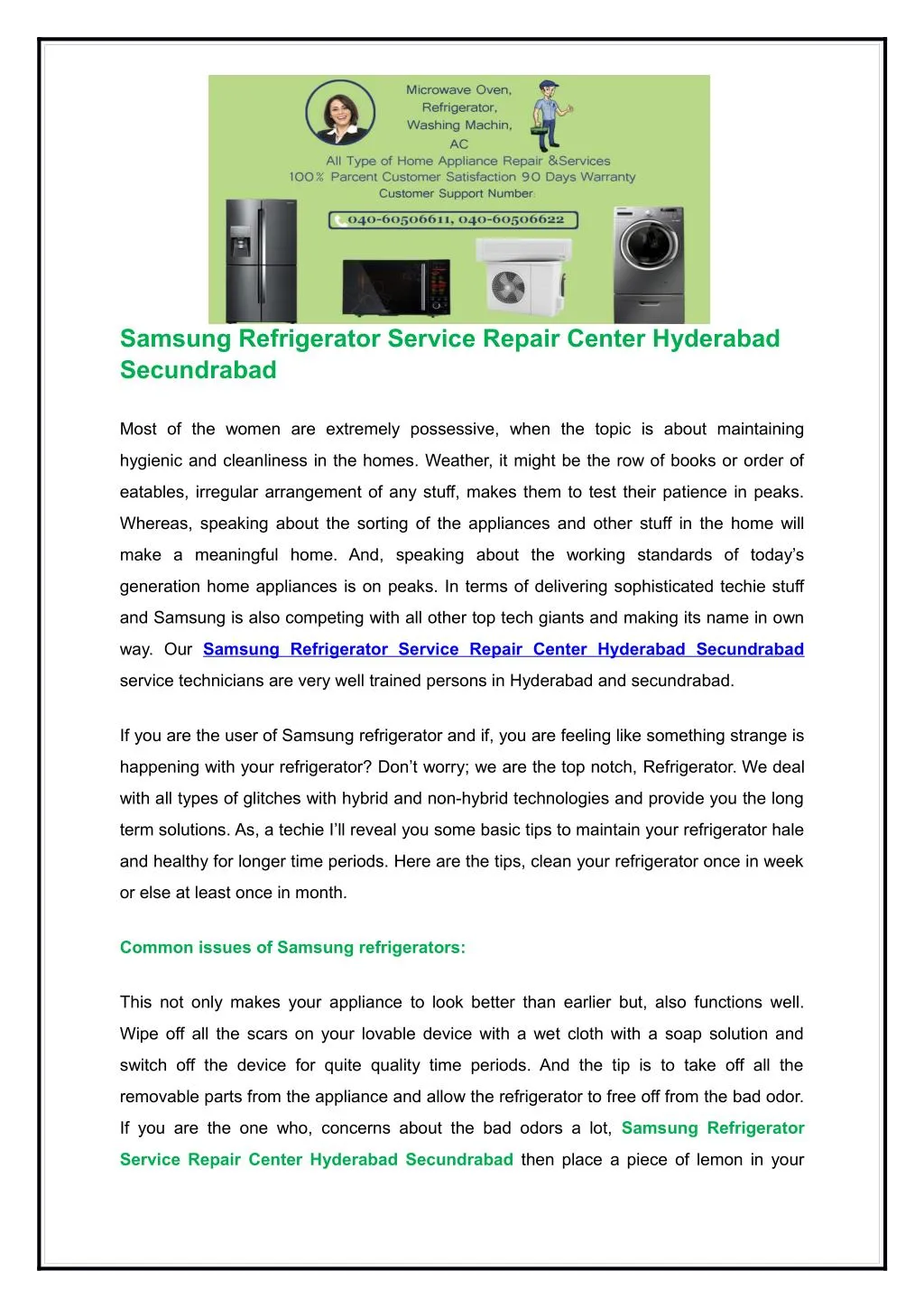 samsung refrigerator service repair center