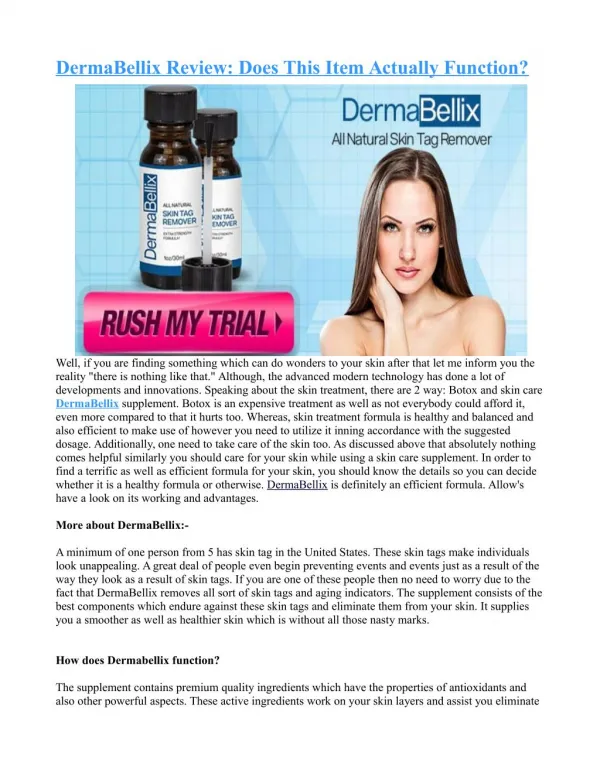 Makers Details as well as Cases regarding DermaBellix ?