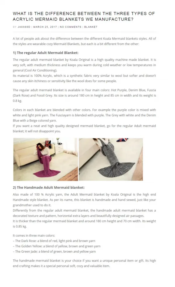 Different Types of Mermaid Blanket