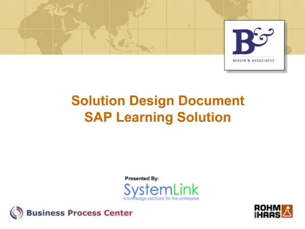 Solution Design Document SAP Learning Solution