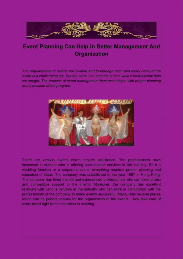Event Planning Can Help in Better Management And Organization