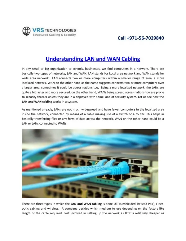 Understanding LAN and WAN Cabling