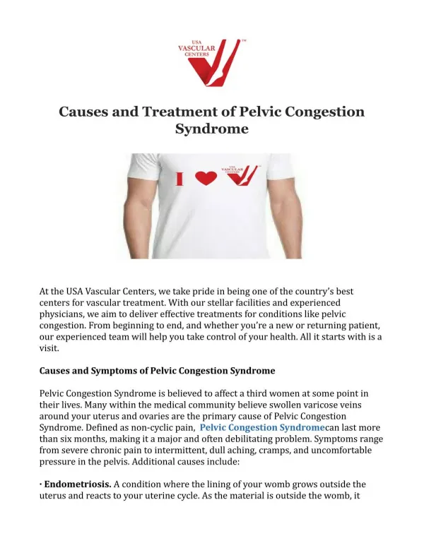 Causes and Treatment of Pelvic Congestion Syndrome