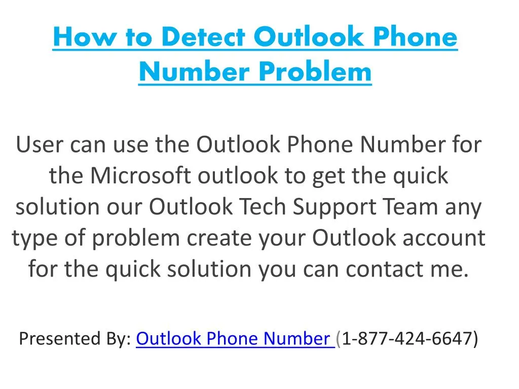 how to detect outlook phone number problem