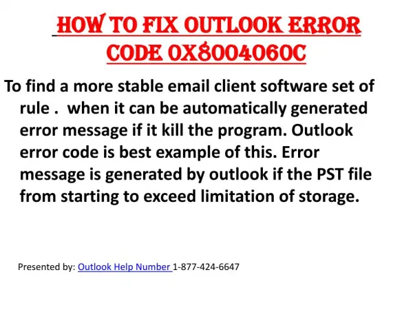 How to fix outlook error code0x8006040C
