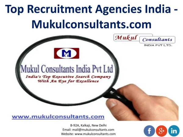 Top Recruitment Agencies India - Mukulconsultants.com