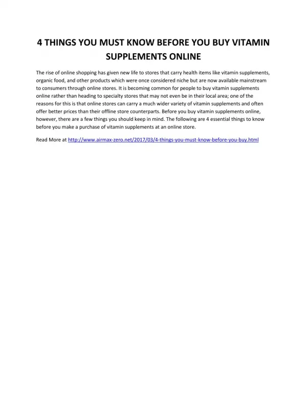 4 THINGS YOU MUST KNOW BEFORE YOU BUY VITAMIN SUPPLEMENTS ONLINE
