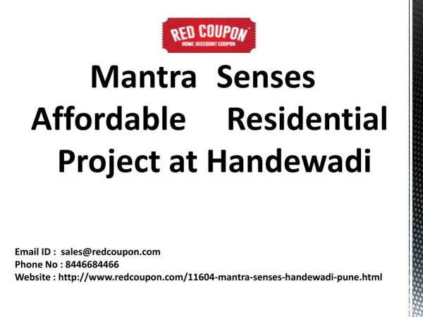 Mantra Senses Lavish 1BHK Flat at Handewadi by Red Coupon
