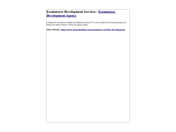 Ecommerce Development Services - Ecommerce Development Agency