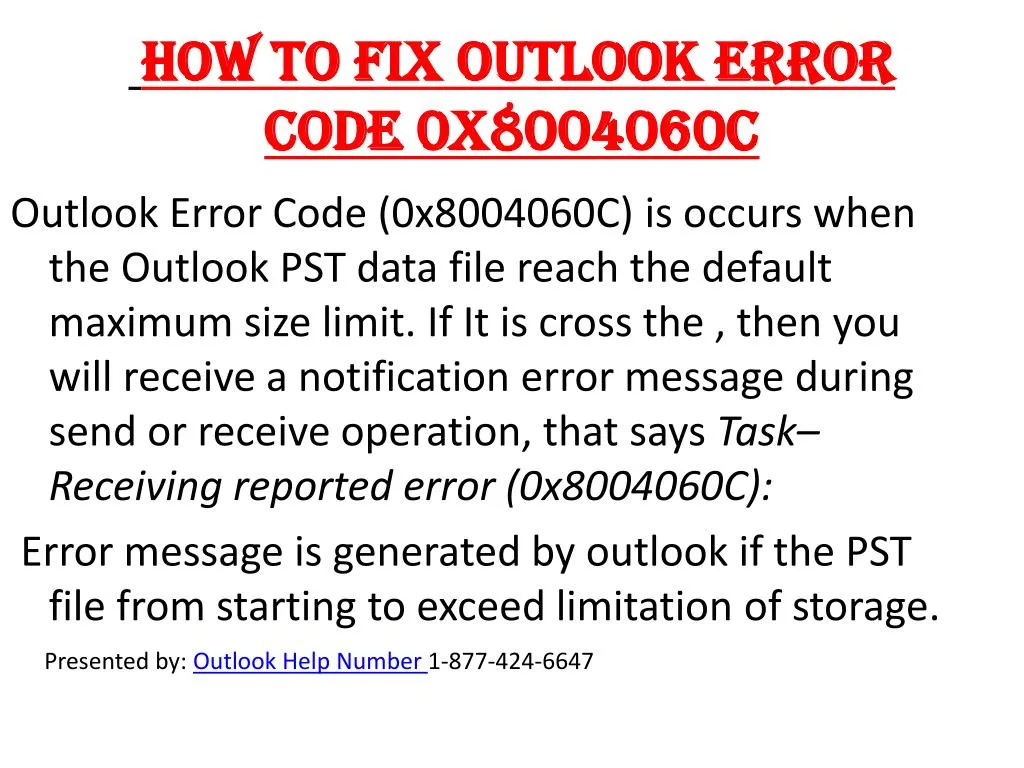 how to fix outlook error code 0x8004060c