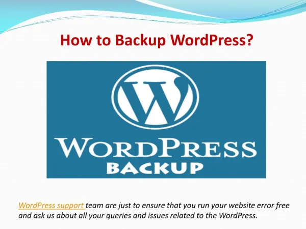 WordPress Technical Support for Backup