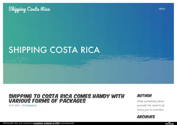 Shipping To Costa Rica Comes Handy With Various Forms Of Packages
