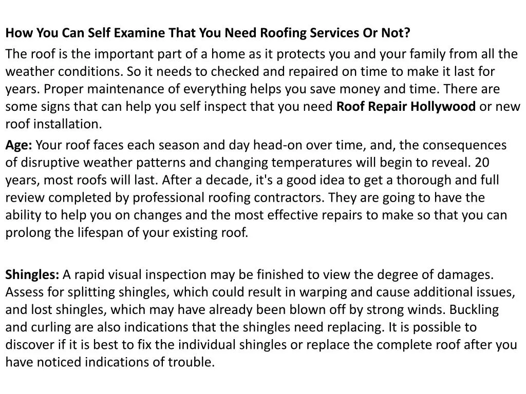 how you can self examine that you need roofing
