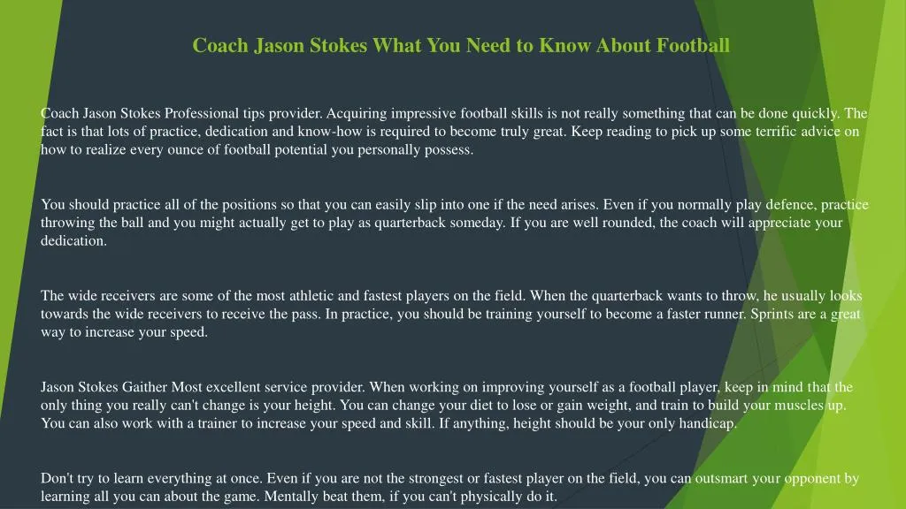 coach jason stokes what you need to know about football