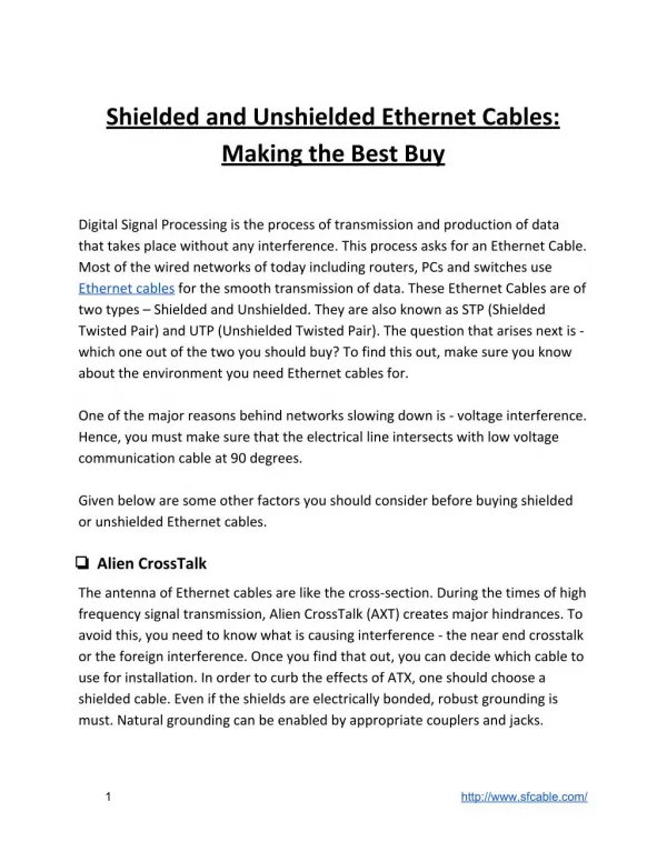 Shielded and Unshielded Ethernet Cables: Making the Best Buy